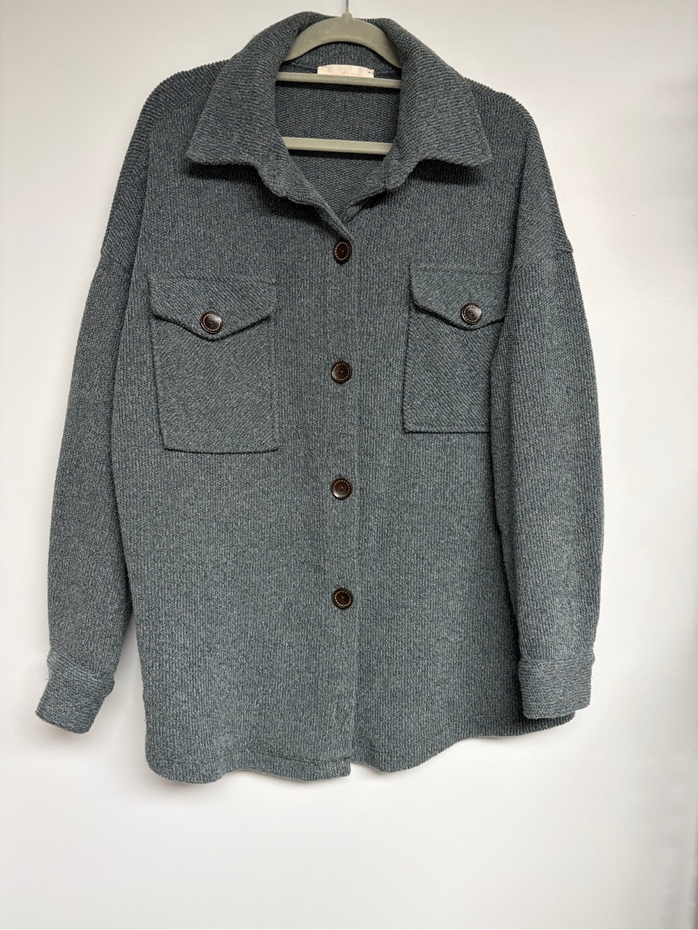 Ces Femme Green Teal Textured Knit Shacket